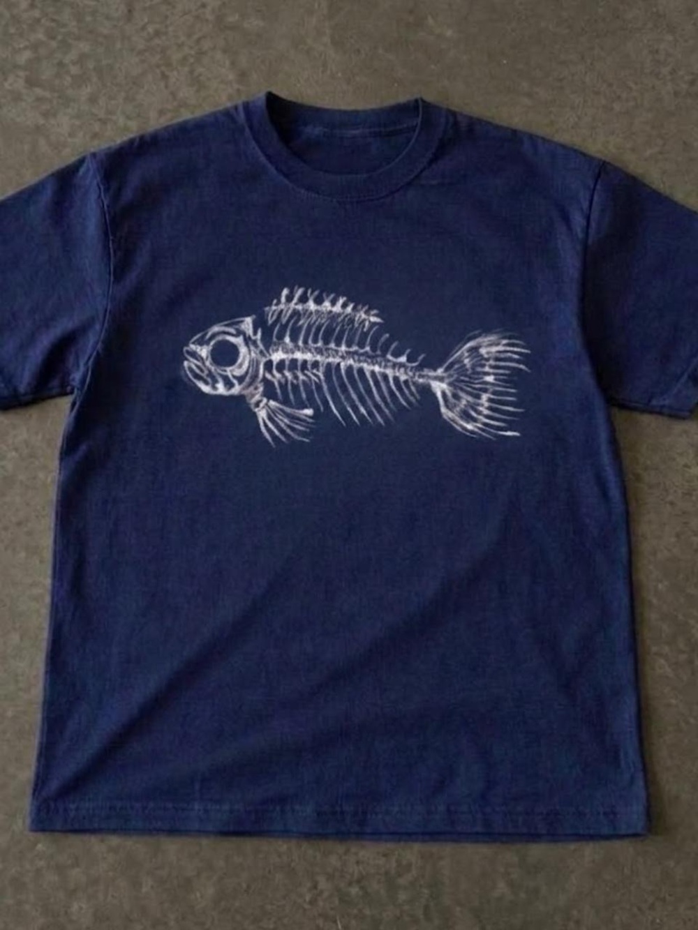 Gildan Navy Short-Sleeve Fish Skeleton Tee